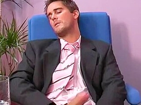 Bored Manager Is Playing With His Hard Sausage