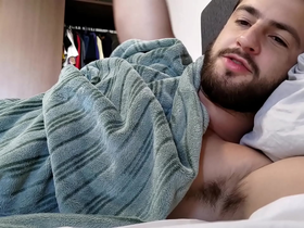 Straight roommate invites you to bed for a nap - hairy chested stud - uncut cock - alpha male